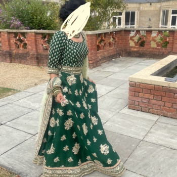 Silk Embroidery Lengha with Top &Dupatta