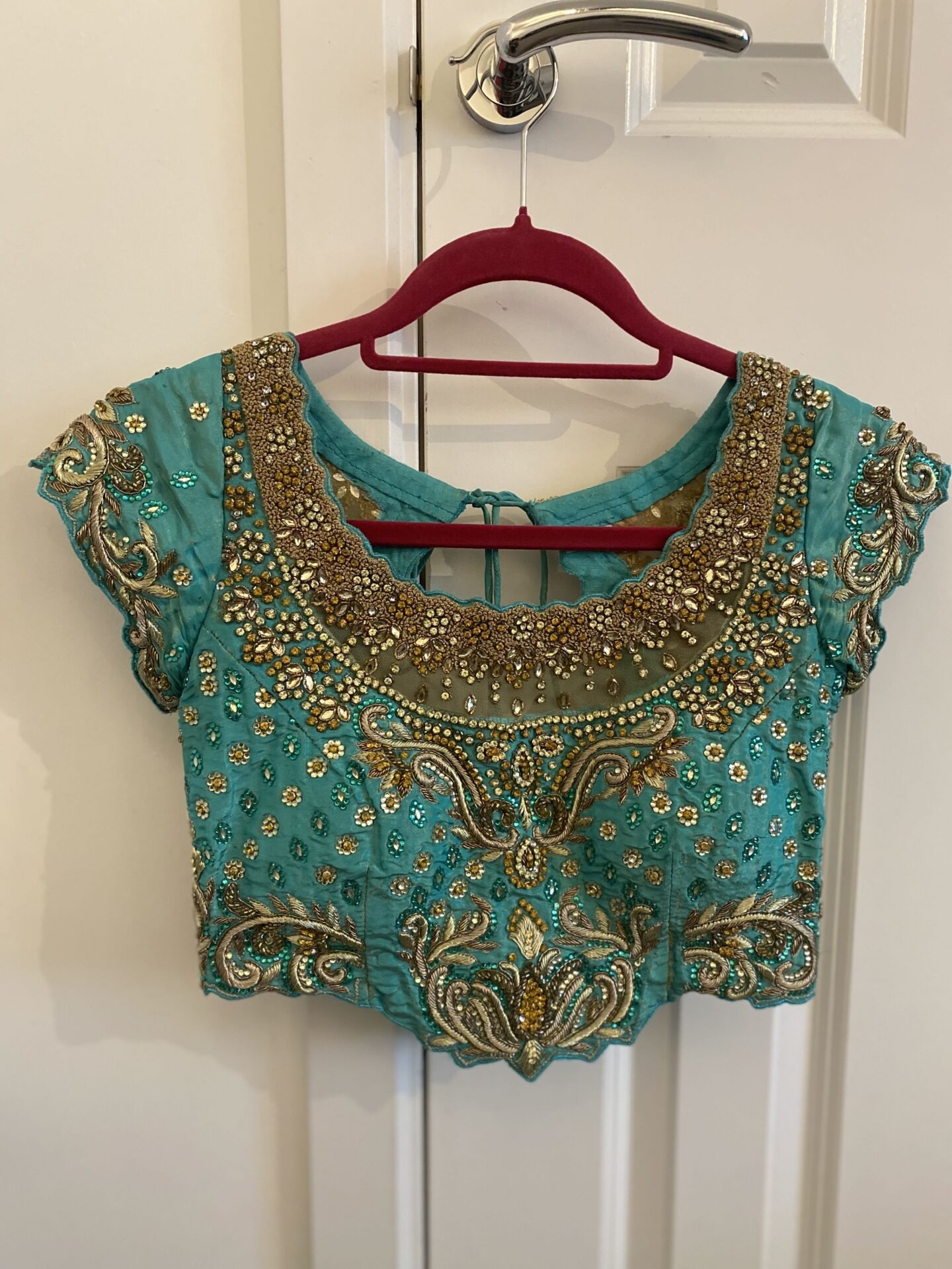 Coral and Teal Lengha