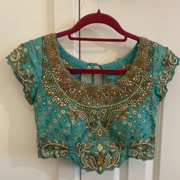 Coral and Teal Lengha