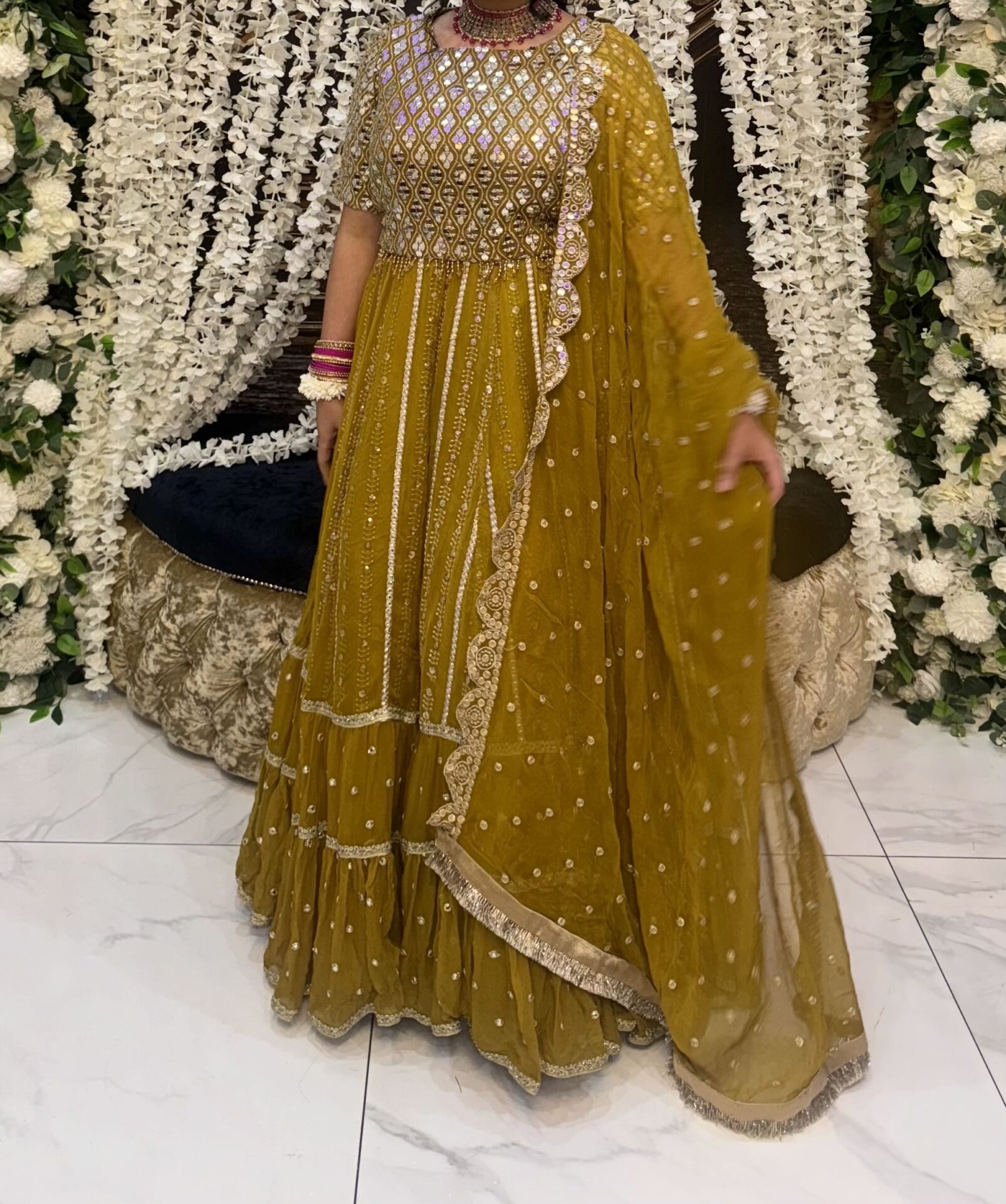 mustard Mehndi Lengha