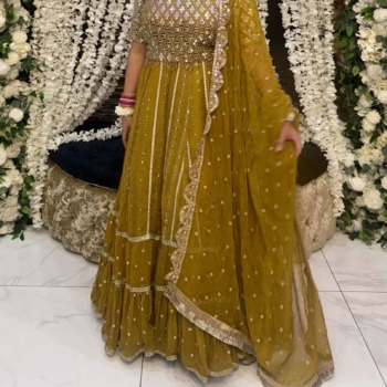 mustard Mehndi Lengha