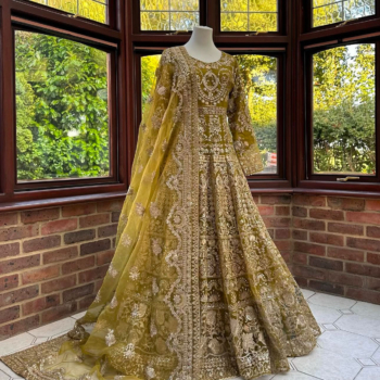 Ali Xeeshan mehndi/mayoon olive green dress