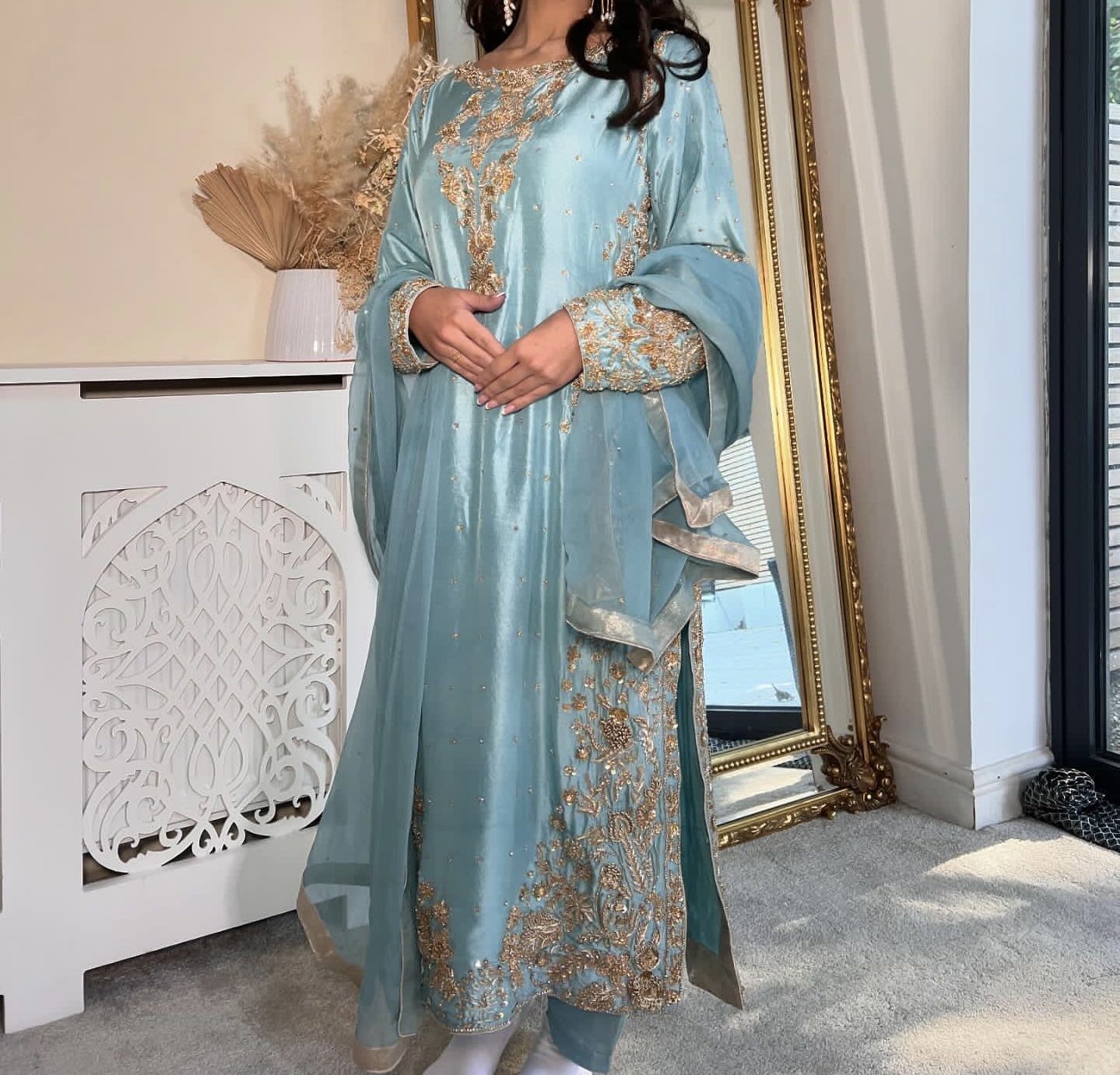 Duck egg blue 3 piece Pakistani outfit – size medium/ large