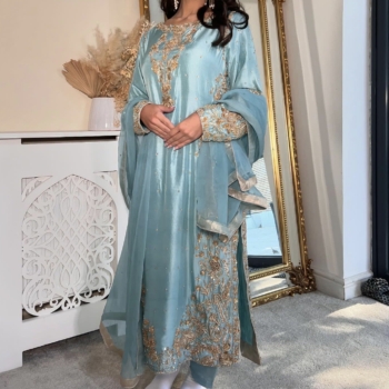 Duck egg blue 3 piece Pakistani outfit – size medium/ large