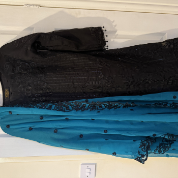 black and turquoise shalwar Kameez