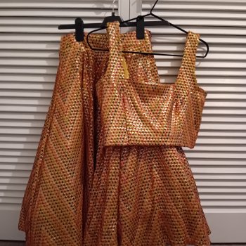 multicoloured yellow lehenga