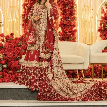 Elegant 3-Piece Bridal Red Desi Wedding Dress