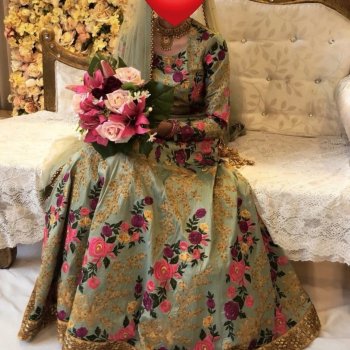 Mint Floral Bridal Lehenga