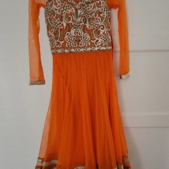 Orange Aanarkali with dupatta and leggings